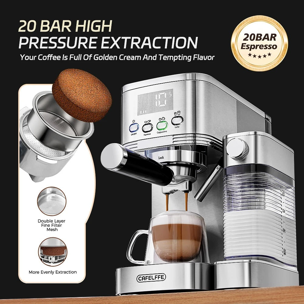 Machine à café automatique avec mousseur à lait intégré pour une extraction de saveur optimale
