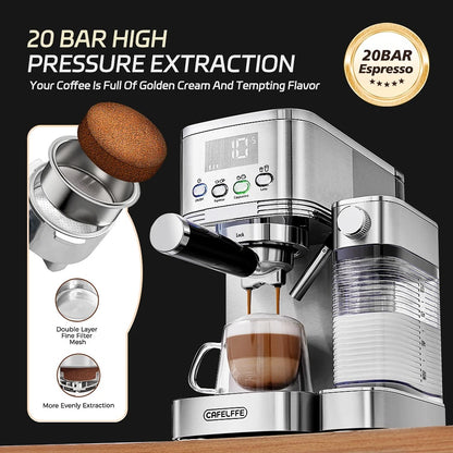 Machine à café automatique avec mousseur à lait intégré pour une extraction de saveur optimale