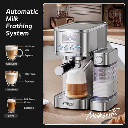 Machine à café automatique avec mousseur à lait intégré pour préparer cappuccinos et macchiatos crémeux