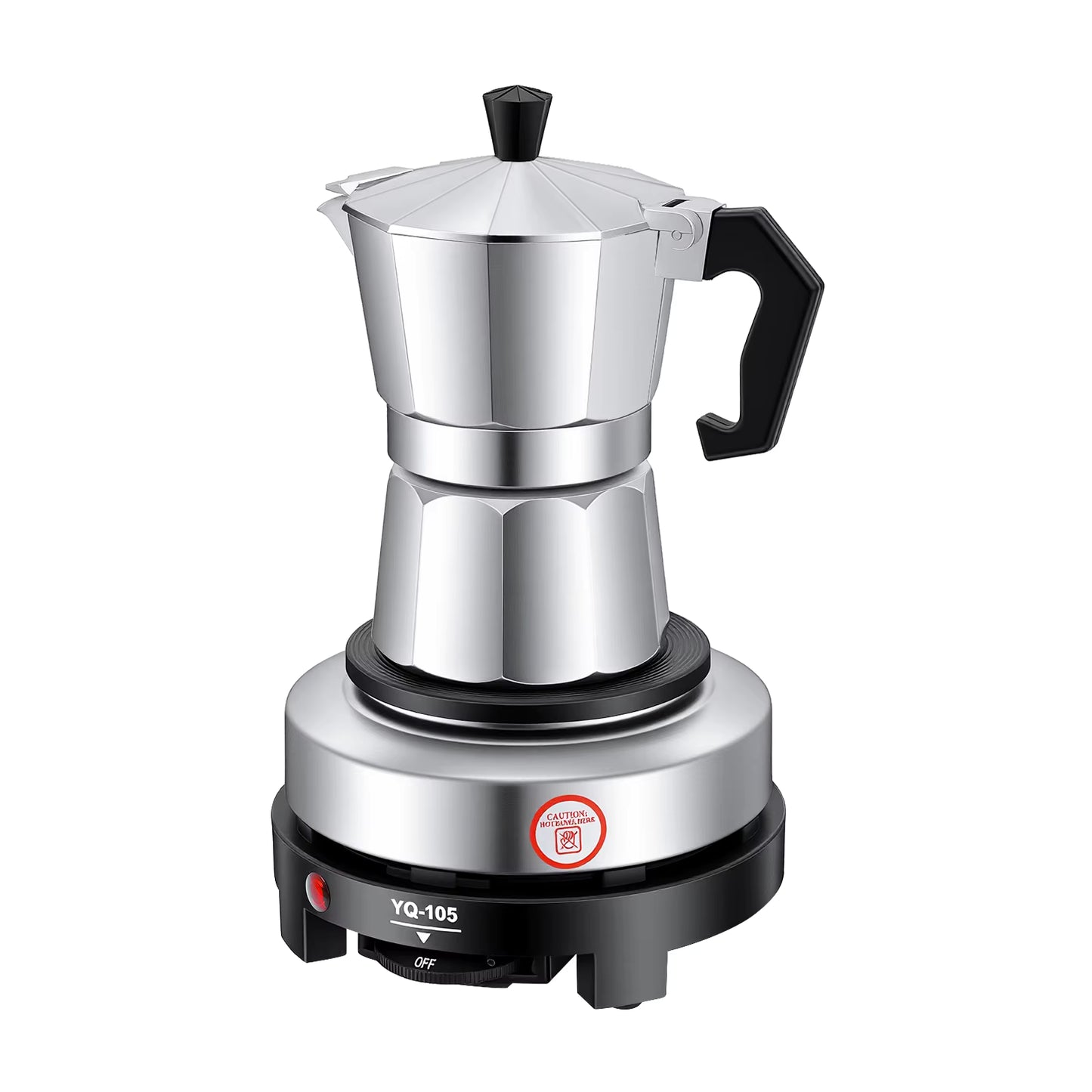 Cafetière italienne électrique 3 tasses avec plaque chauffante réglable pour un café parfait à la maison