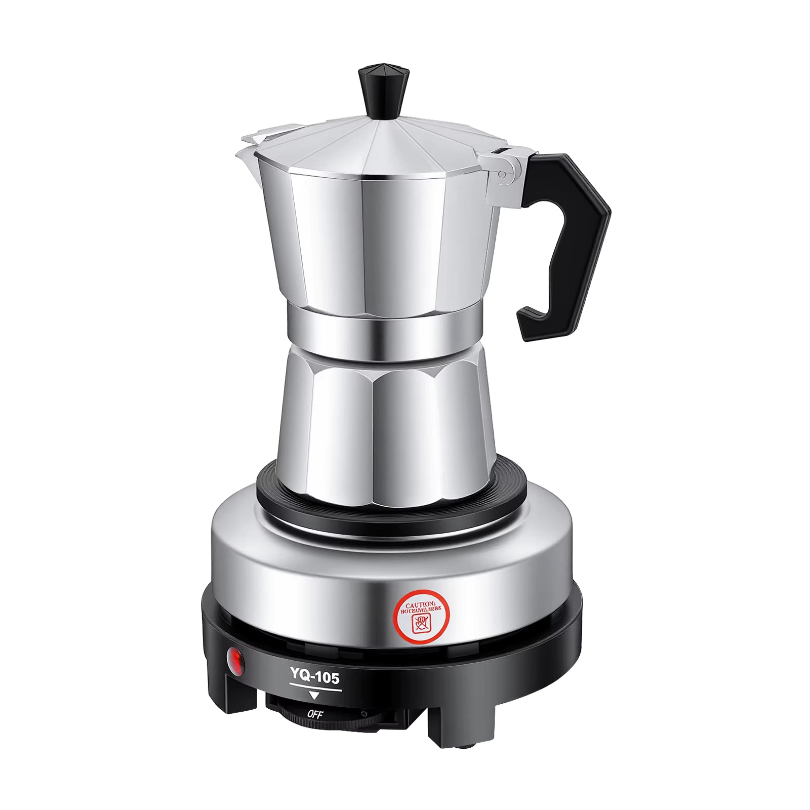 Cafetière italienne électrique 3 tasses avec plaque chauffante réglable pour un café parfait à la maison