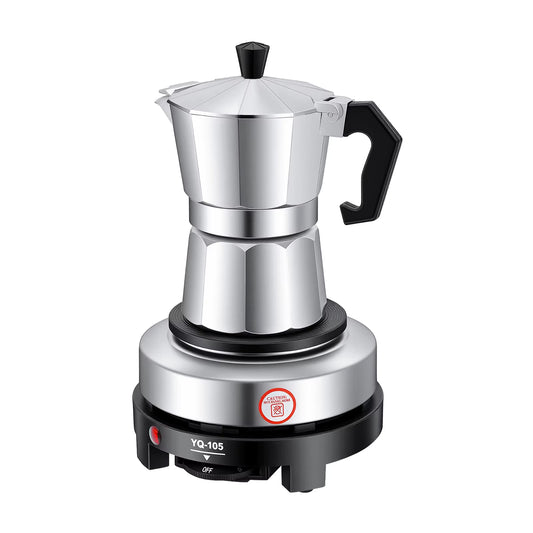 Cafetière italienne électrique 3 tasses avec plaque chauffante réglable pour un café parfait à la maison