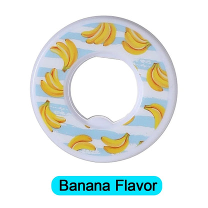 Capsules aromatisées pour gourde au goût de banane avec design de bananes sur fond rayé