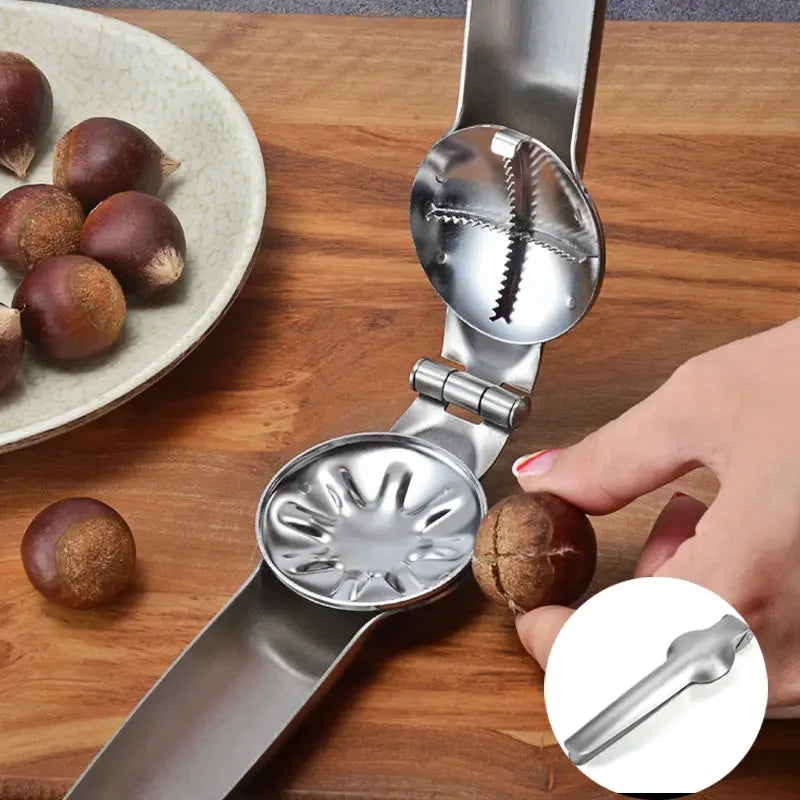 Casse-Marrons en Acier Inoxydable – Pince 17,7 cm avec design ergonomique pour ouvrir facilement les marrons