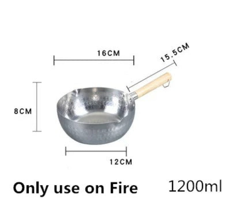 Casserole antiadhésive aluminium de 1200 ml avec manche en bois compatible induction et gaz