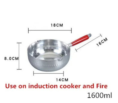 Casserole antiadhésive aluminium de 1600ml avec poignée rouge, compatible induction et gaz