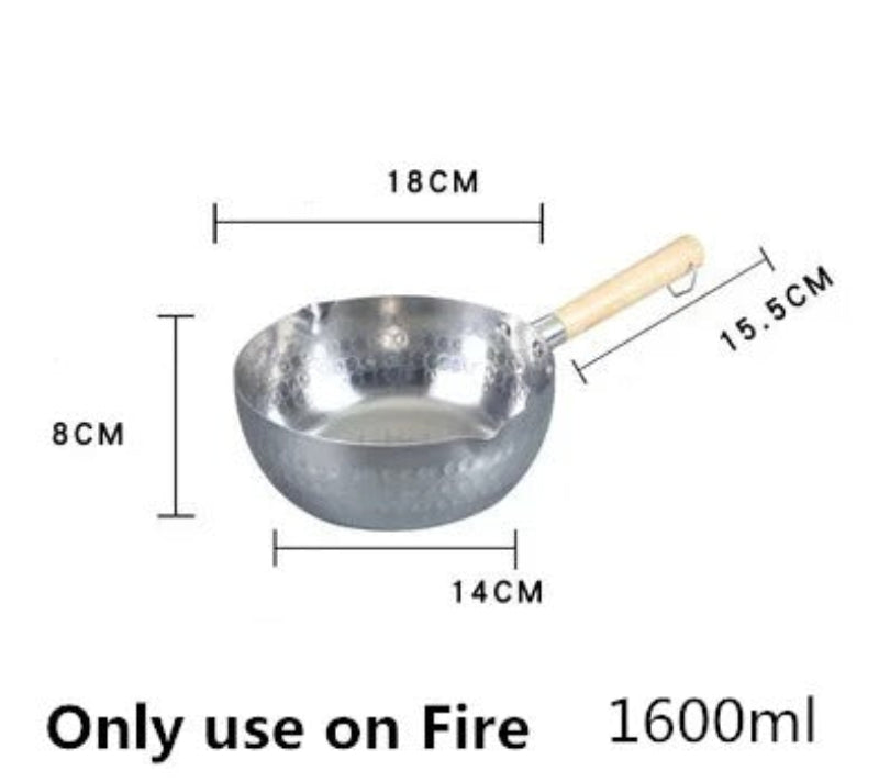 Casserole antiadhésive aluminium de 1600 ml avec poignée en bois, compatible induction et gaz
