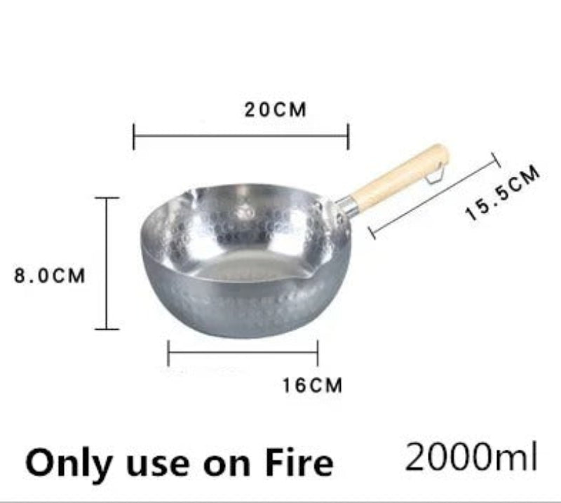 Casserole antiadhésive aluminium de 20cm avec manche en bois, compatible induction et gaz