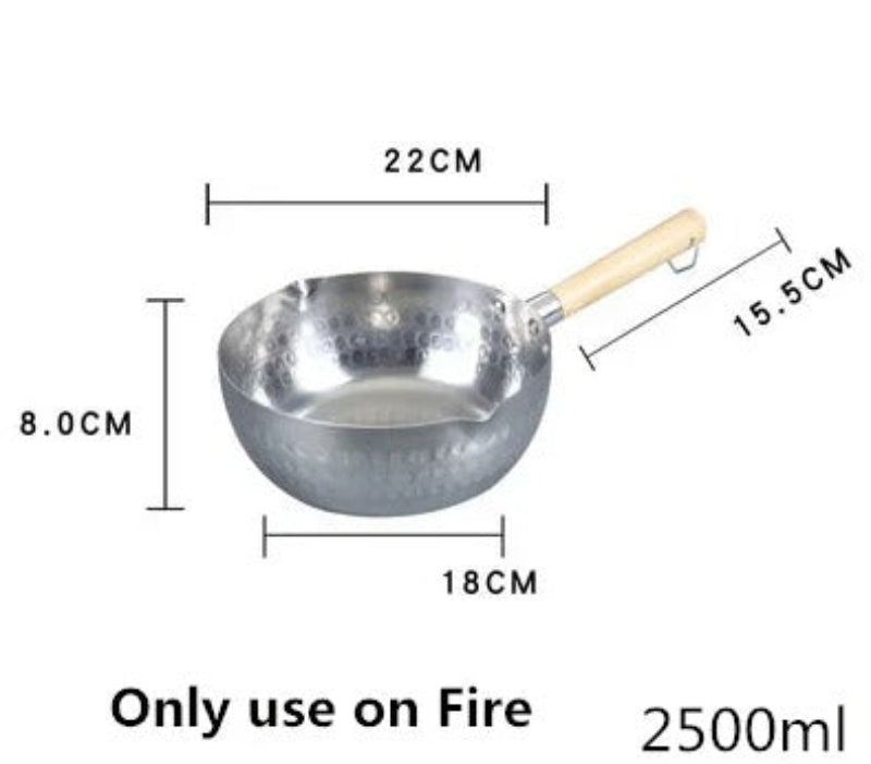 Casserole antiadhésive aluminium avec manche en bois, compatible induction et gaz, capacité 2500ml