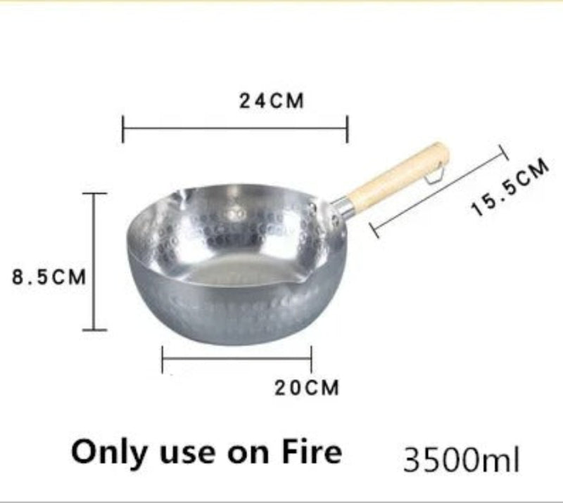 Casserole antiadhésive aluminium de 3500 ml avec poignée en bois, compatible induction et gaz