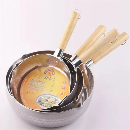 Ensemble de casseroles en aluminium antiadhésif – Compatible induction et gaz avec poignées en bois