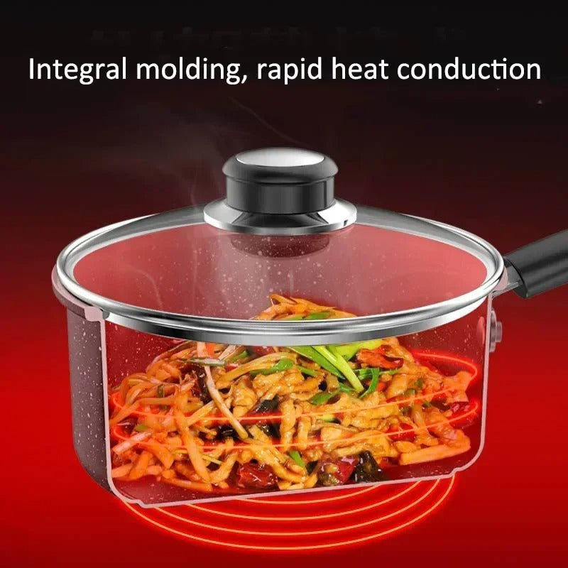 Casserole antiadhésive avec ou sans couvercle – Compatible gaz et induction avec des légumes cuisinés à la vapeur