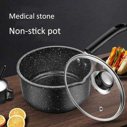Casserole antiadhésive avec ou sans couvercle – Compatible gaz et induction en pierre médicale
