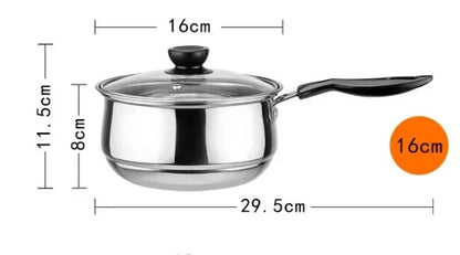 Casserole en acier inoxydable double fond – Compatible gaz et induction avec couvercle et poignées ergonomiques
