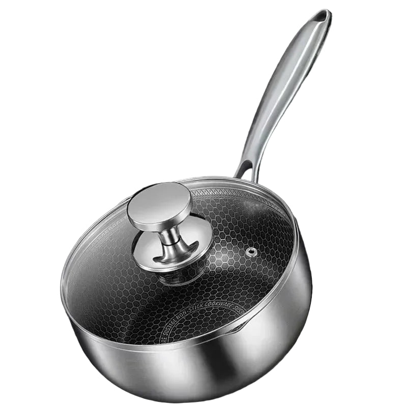 Casserole Inox 316 Sans Revêtement avec couvercle en verre et poignée ergonomique pour une cuisson facile