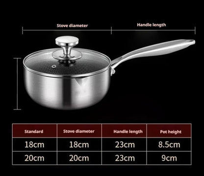 Casserole Inox 316 Sans Revêtement avec couvercle et poignée ergonomique pour une cuisson optimale