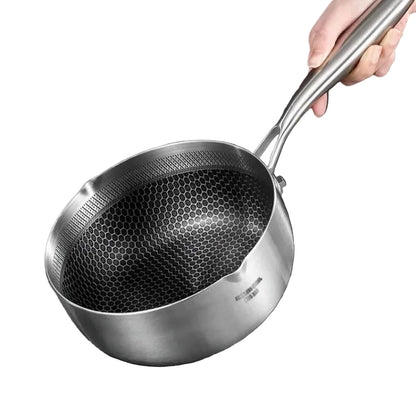 Casserole Inox 316 Sans Revêtement avec un fond perforé pour une cuisson pratique et uniforme.