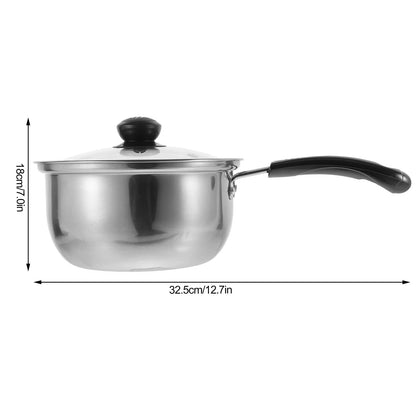 Casserole Inox avec Couvercle en verre dimensions 18cm X 32.5 cm