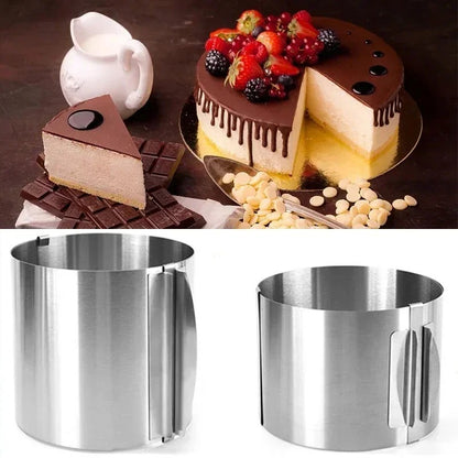 Cercle à Mousse Réglable en Inox – 6 à 30 cm utilisé pour réaliser des gâteaux crémeux avec fruits frais