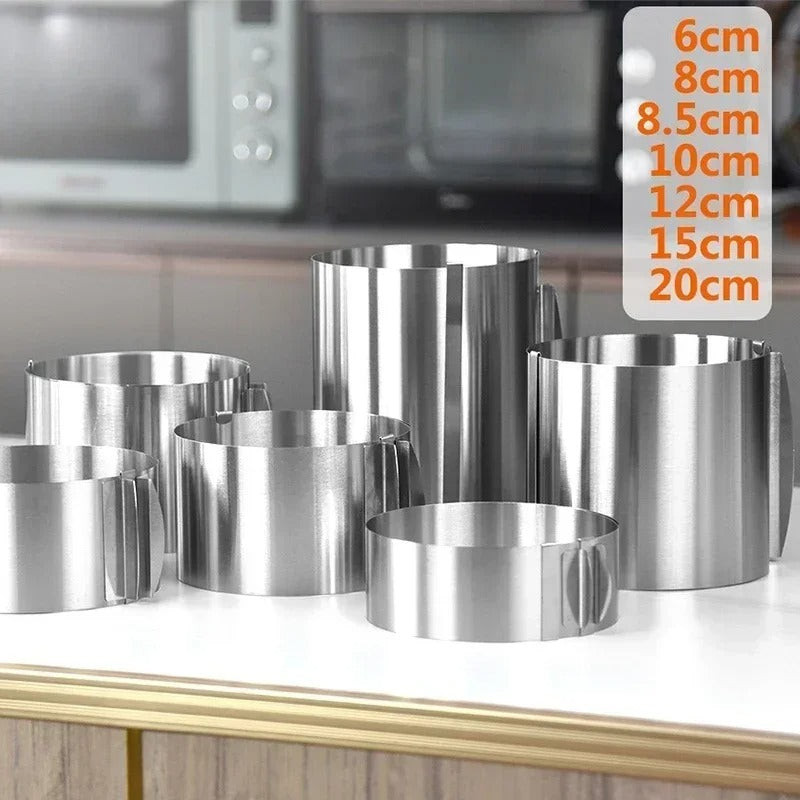 Cercle à Mousse Réglable en Inox – 6 à 30 cm, ensemble de cercles de différentes tailles pour pâtisserie