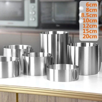 Cercle à Mousse Réglable en Inox – 6 à 30 cm, ensemble de cercles de différentes tailles pour pâtisserie