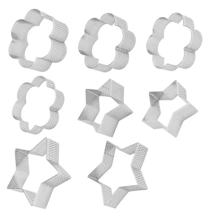 Cercles à Pâtisserie Étoile & Fleur – Lot de 8 en acier inoxydable pour façonner des biscuits et pâtisseries