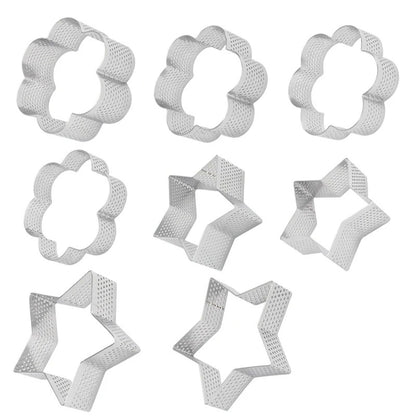 Cercles à Pâtisserie Étoile & Fleur – Lot de 8 en acier inoxydable pour façonner des biscuits et pâtisseries