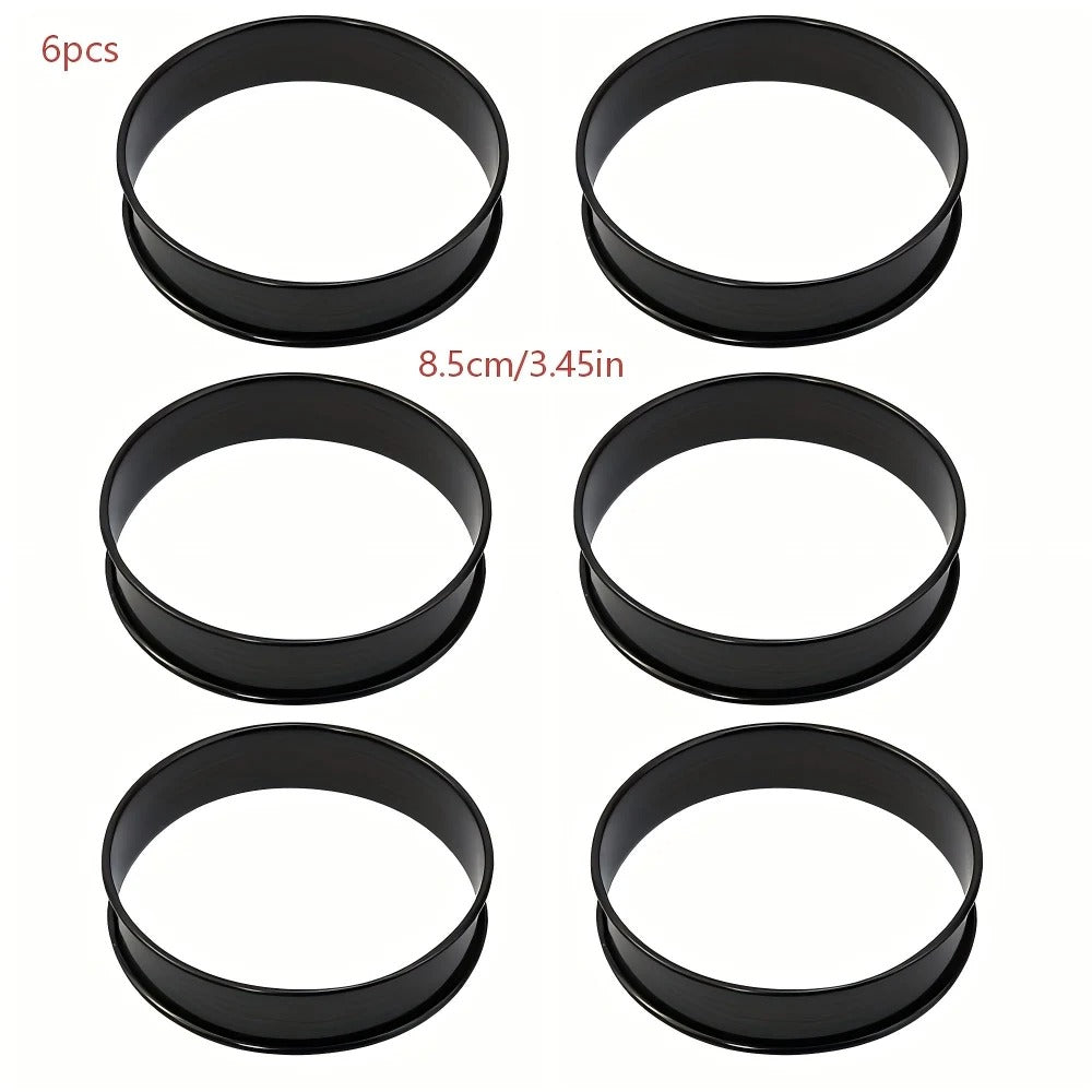 Cercles à Pâtisserie Inox Antiadhésifs – Lot de 6, idéal pour le dressage de plats avec un diamètre de 8,5 cm