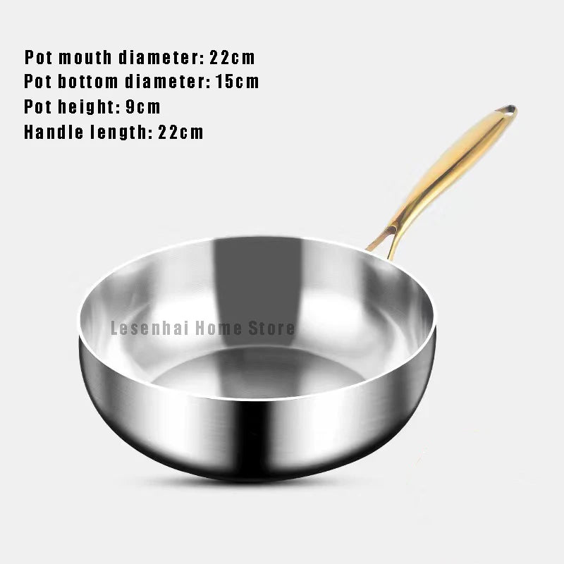 Poêle Chef Acier Inox 316 – 22 à 30 cm – 7 Couches Induction avec poignée en acier inoxydable