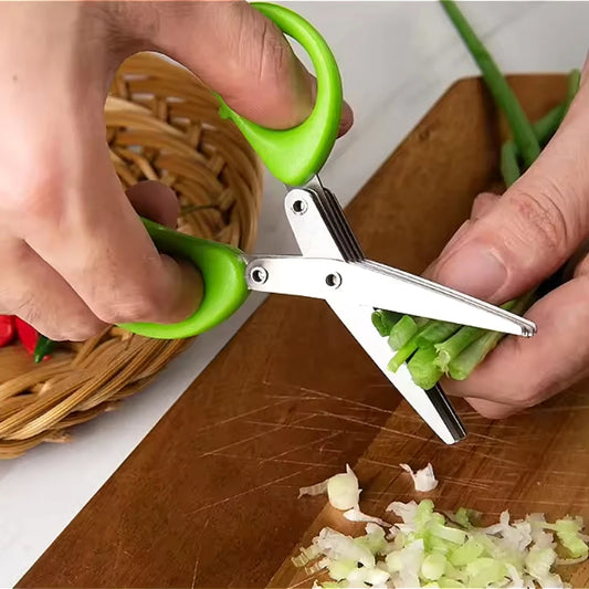 Ustensile de chef montrant Ciseaux de Cuisine 3 et 5 Lames – Couper Herbes pour ciseler fines herbes