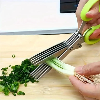 Ciseaux de Cuisine 3 et 5 Lames – Couper Herbes Ustensile de chef pour hacher ciboulette et oignon vert