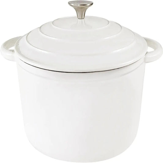 Cocotte en Fonte Émaillée 4 L – Tous Feux et Induction avec couvercle blanc et poignées pratiques