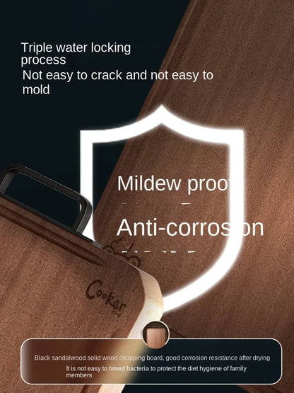Planche à découper COOKER KinG en bois solide noir, résistante à la moisissure et à la corrosion