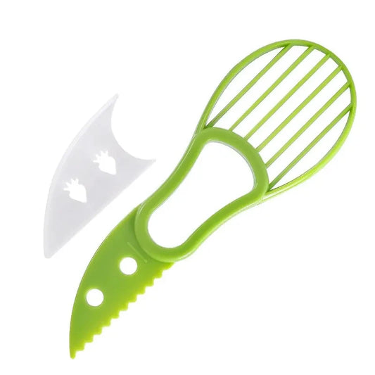 Coupe Avocat 3-en-1 – Dénoyauteur & Trancheur Pratique de couleur verte avec protection blanche