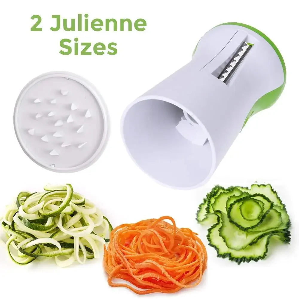 Coupe-Légumes Spirale Inox – Trancheur Multifonction avec 2 tailles de julienne pour des légumes coupés en spirale