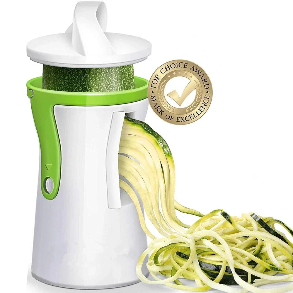 Coupe-Légumes Spirale Inox – Trancheur Multifonction avec rangement pratique et coupe précise des légumes