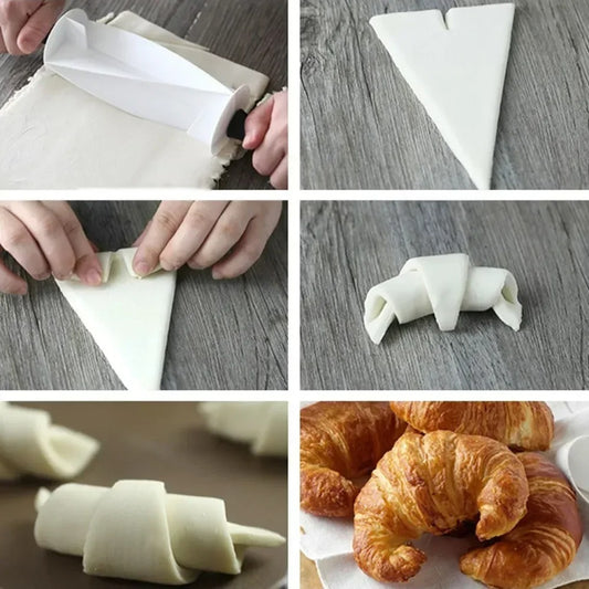 Coupe-Pâte à Croissants – Rouleau de Découpe en action pour réaliser des croissants faits maison