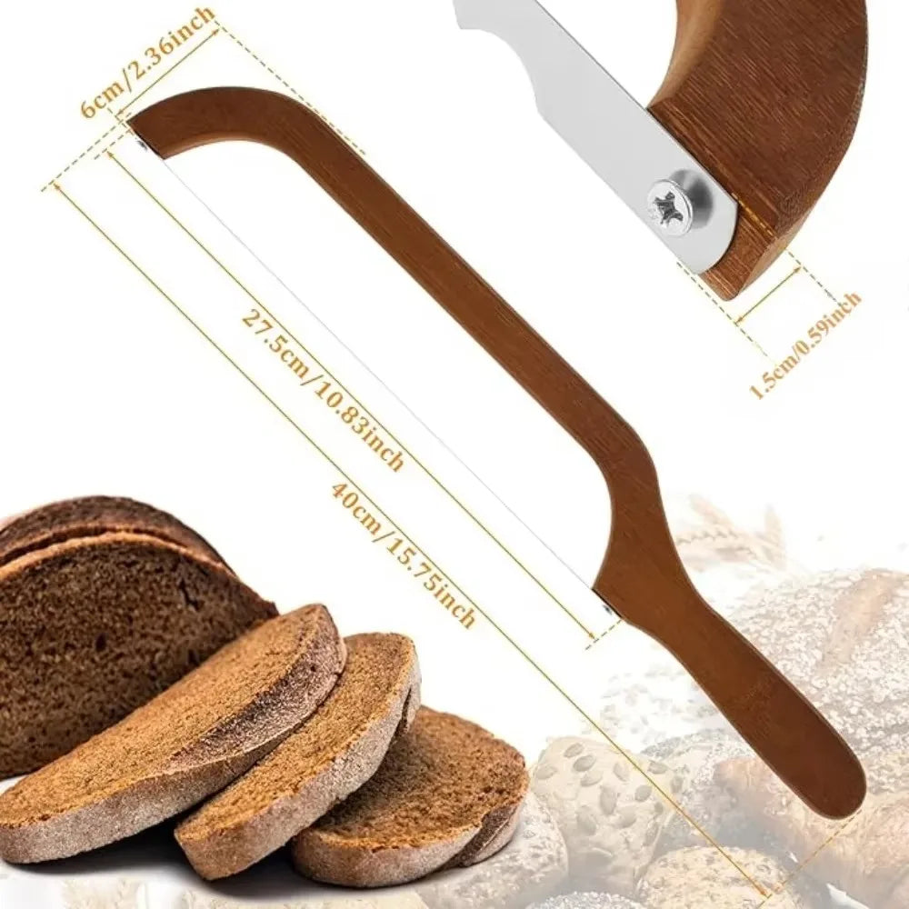 Couteau à Pain Inox – Sans Miettes & Manche Bois Confort avec mesure de la lame et pain tranché