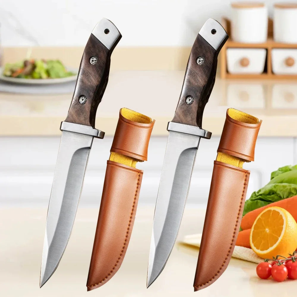 Couteau de Cuisine Forgé 14 cm – Acier 4CR13 – Lame Affûtée Haute Performance avec étui en cuir
