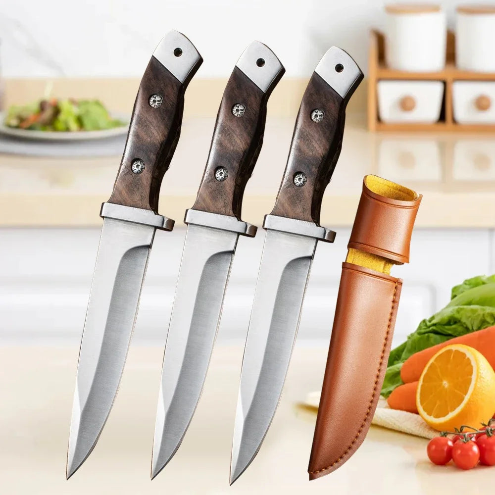 Set de couteaux de cuisine avec lame affûtée haute performance, incluant un couteau de cuisine forgé 14 cm – acier 4CR13.
