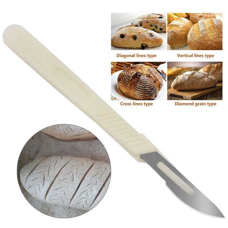 Couteau Décoratif à Pain Inox avec lame tranchante et manche blanc pour motifs décoratifs sur le pain