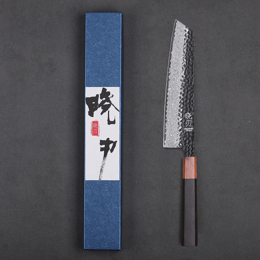 Couteau Kiritsuke Damas 67 Couches lame 20,7 cm avec manche en bois de Ustensile de chef