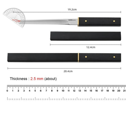 Couteau Utilitaire 8 cm – Tranchant Léger et Polyvalent avec manche noir et mesures détaillées