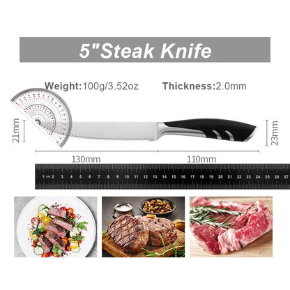 Couteaux & Fourchettes Inox Lames Tranchantes Ergonomiques, couteau à steak 5 pouces avec design ergonomique