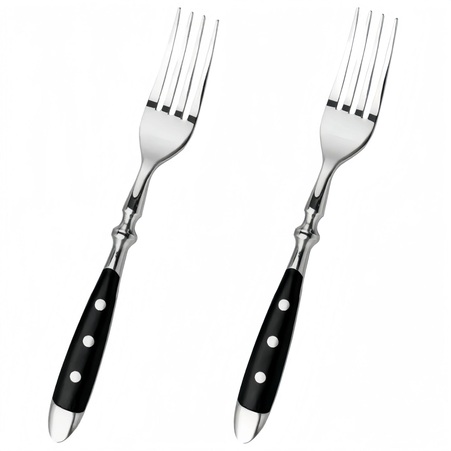Ensemble de deux fourchettes en inox avec lames tranchantes ergonomiques, idéal pour un usage quotidien