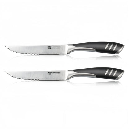 Couteaux & Fourchettes Inox Lames Tranchantes Ergonomiques avec poignées noires pour une prise confortable