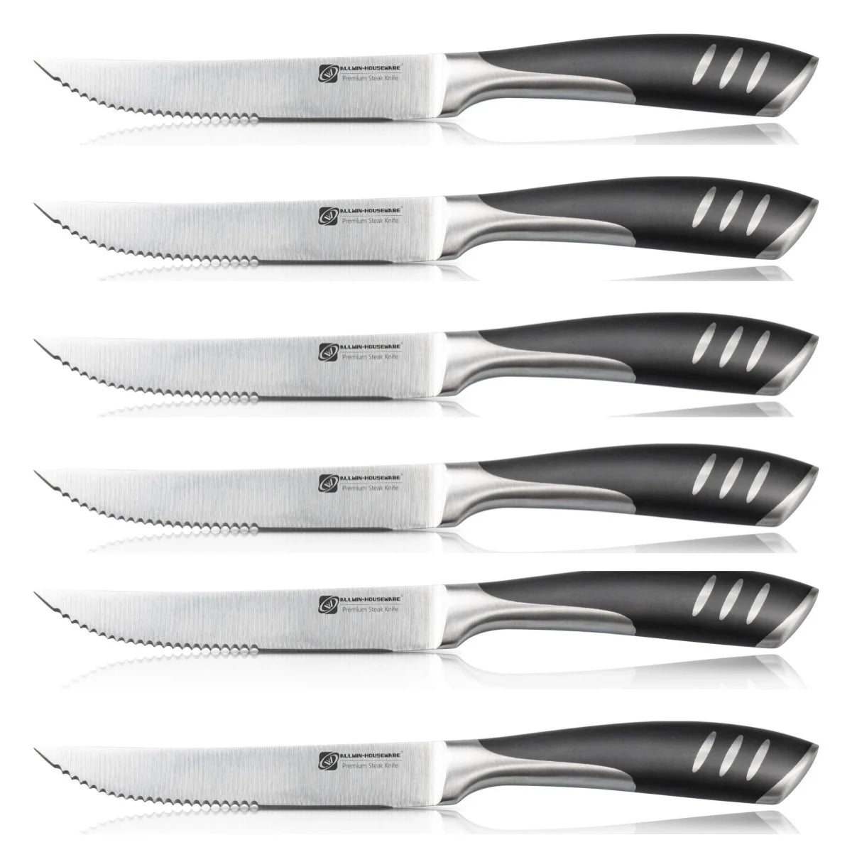 Set de 6 Couteaux & Fourchettes Inox Lames Tranchantes Ergonomiques avec poignées antidérapantes