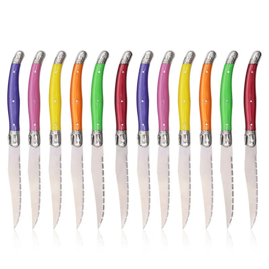 Ensemble de Couteaux Jaswehome aux poignées colorées pour une cuisine élégante et moderne