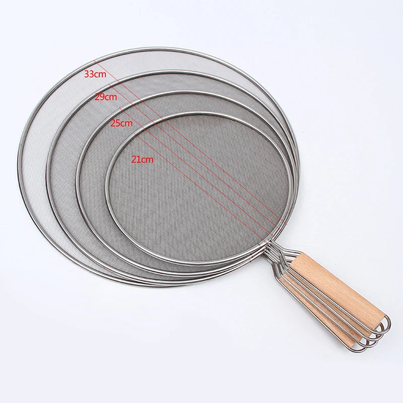 Couvercle Anti-Projections Inox – 21 à 33 cm avec poignée en bois pour protection contre les éclaboussures