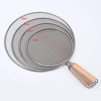 Couvercle Anti-Projections Inox – 21 à 33 cm avec poignée en bois pour protection contre les éclaboussures